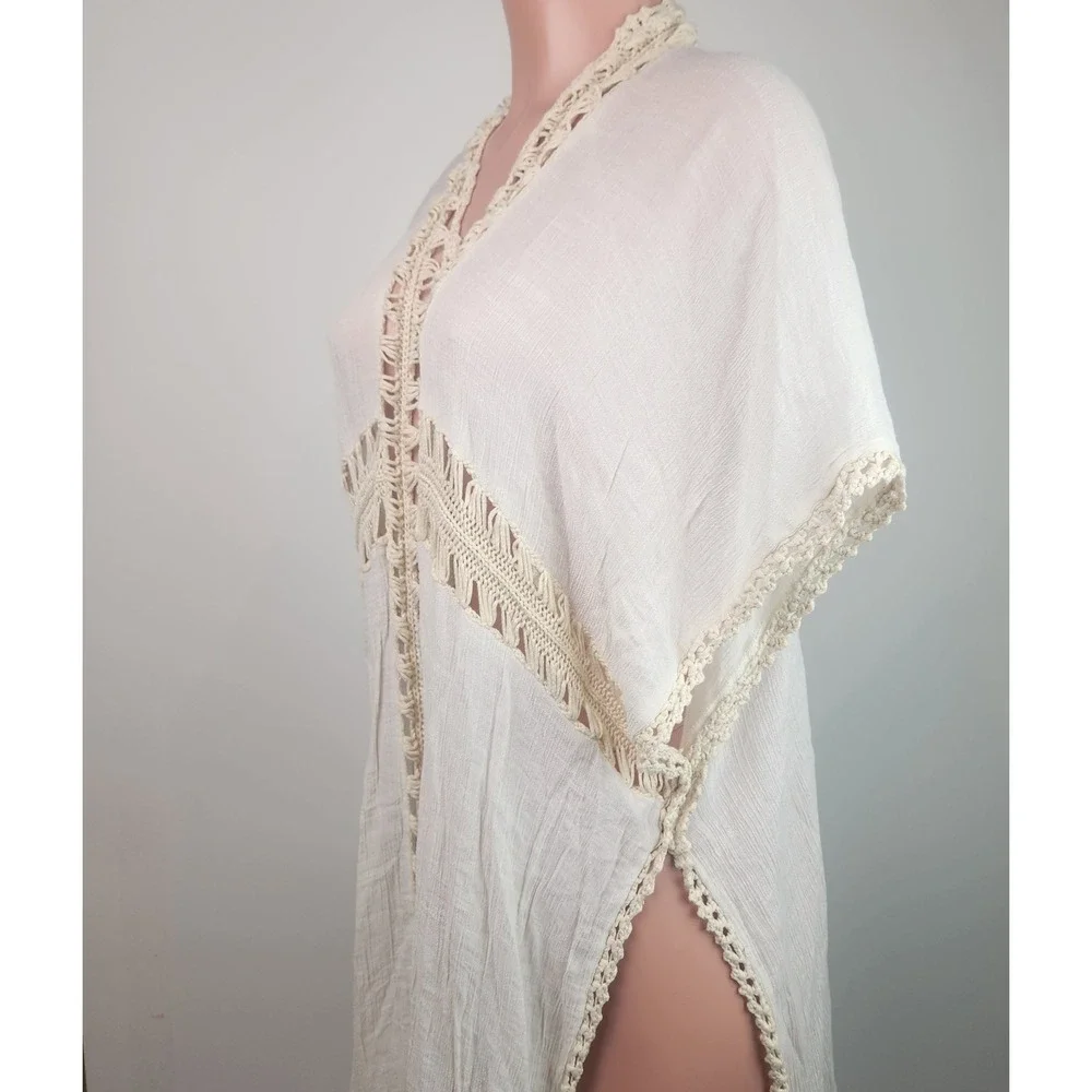Altaird State‎ Crochet Trimmed Kimono Cream Bohemian Resort Festival Size S - Picture 6 of 8